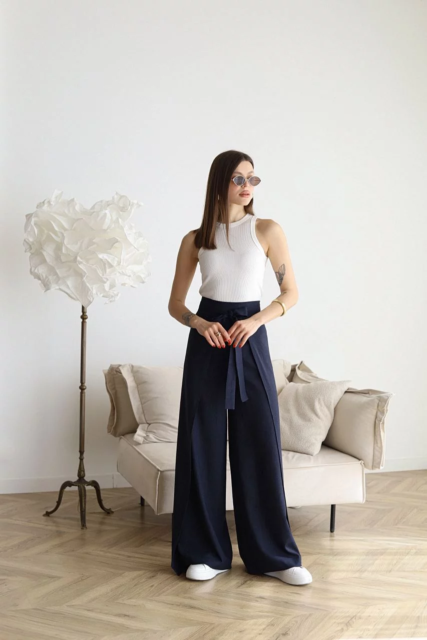 Women's Cropped Wide Linen Pants (2)