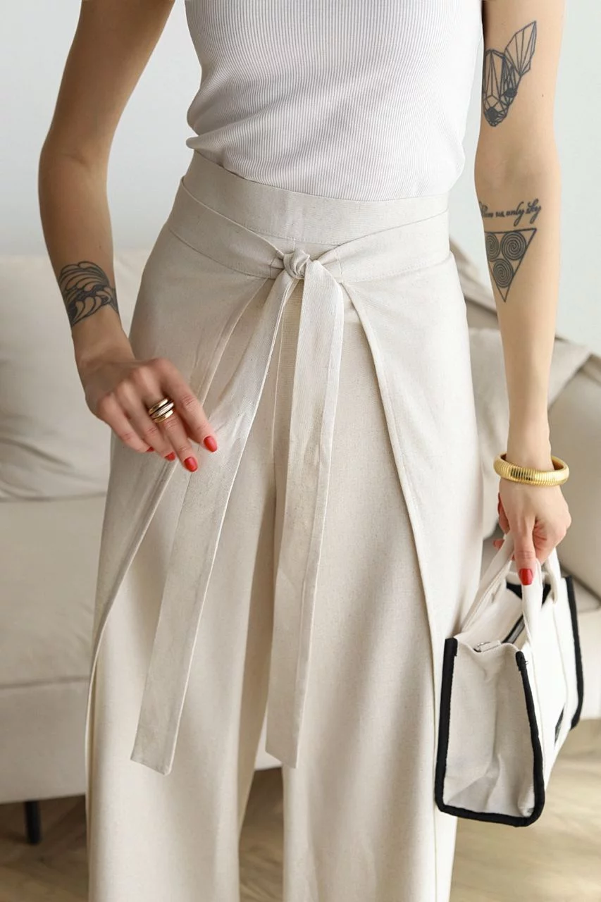 Women's Cropped Wide Linen Pants (6)