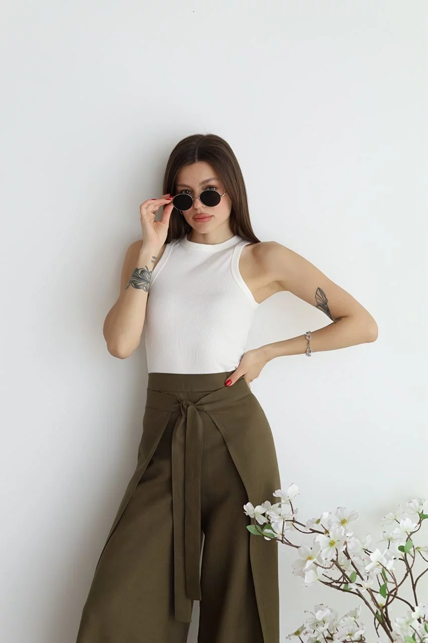 Women's Cropped Wide Linen Pants (8)