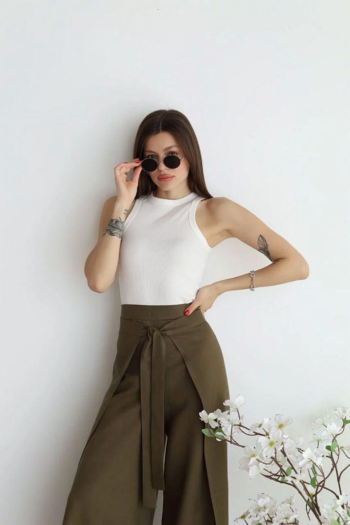 Women's Cropped Wide Linen Pants (8)