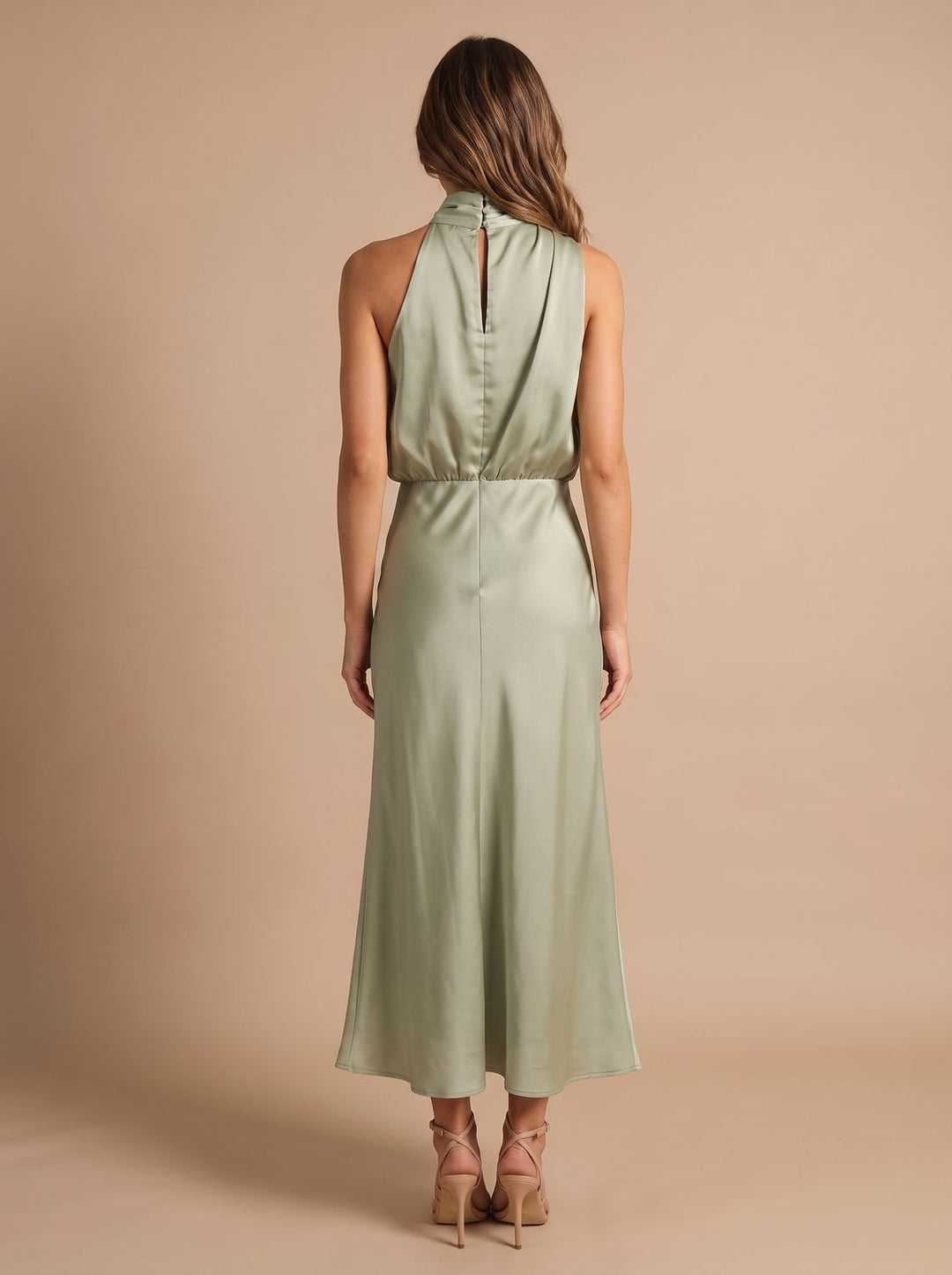 Women's Draped Midi Cocktail Dress in Satin (10)