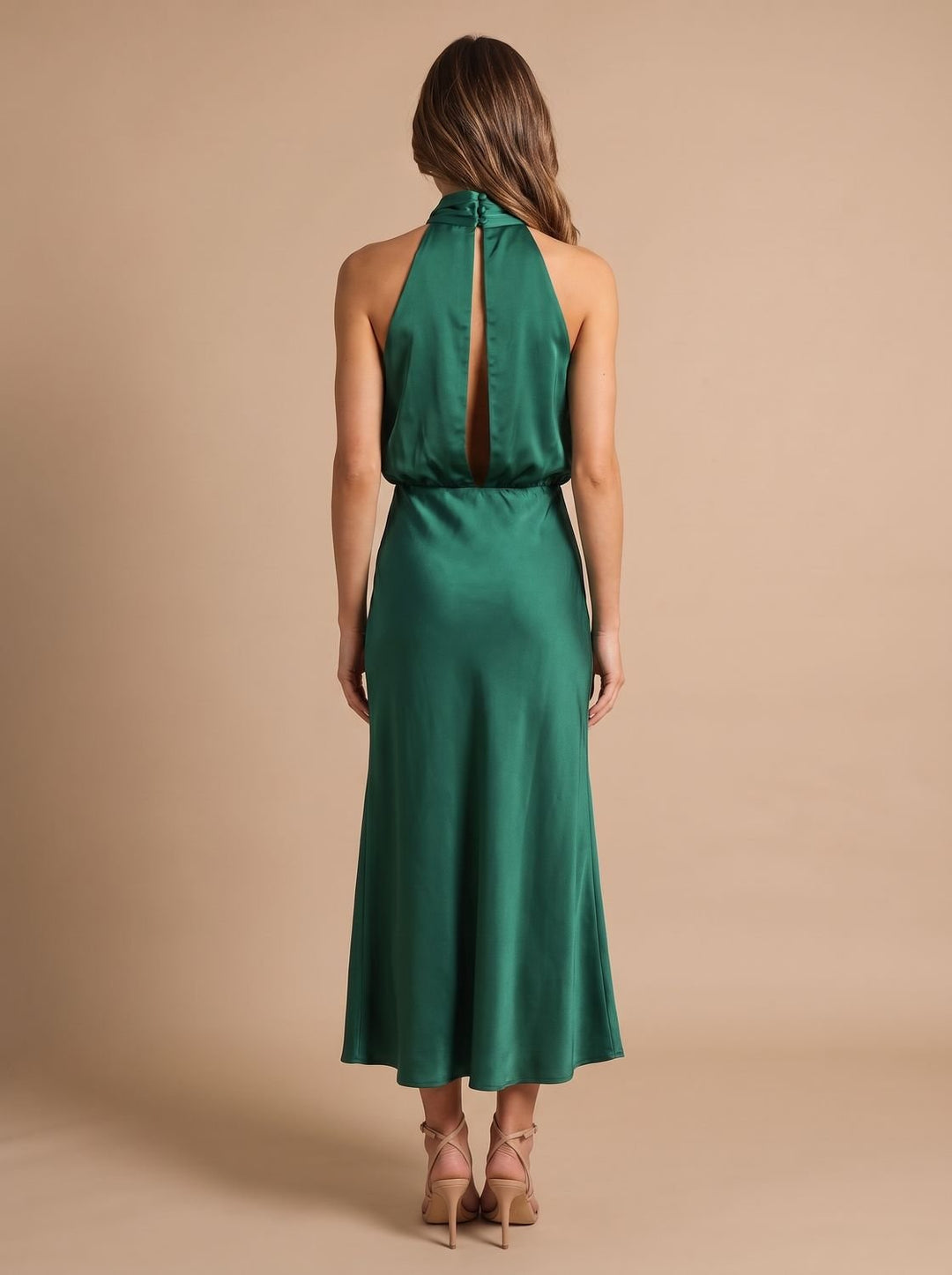 Women's Draped Midi Cocktail Dress in Satin (14)