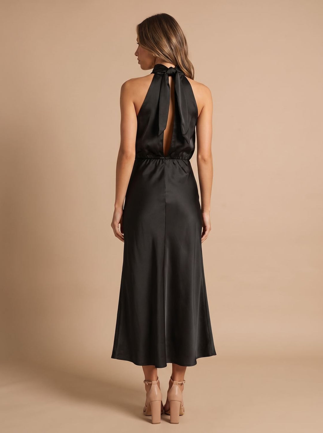 Women's Draped Midi Cocktail Dress in Satin (20)