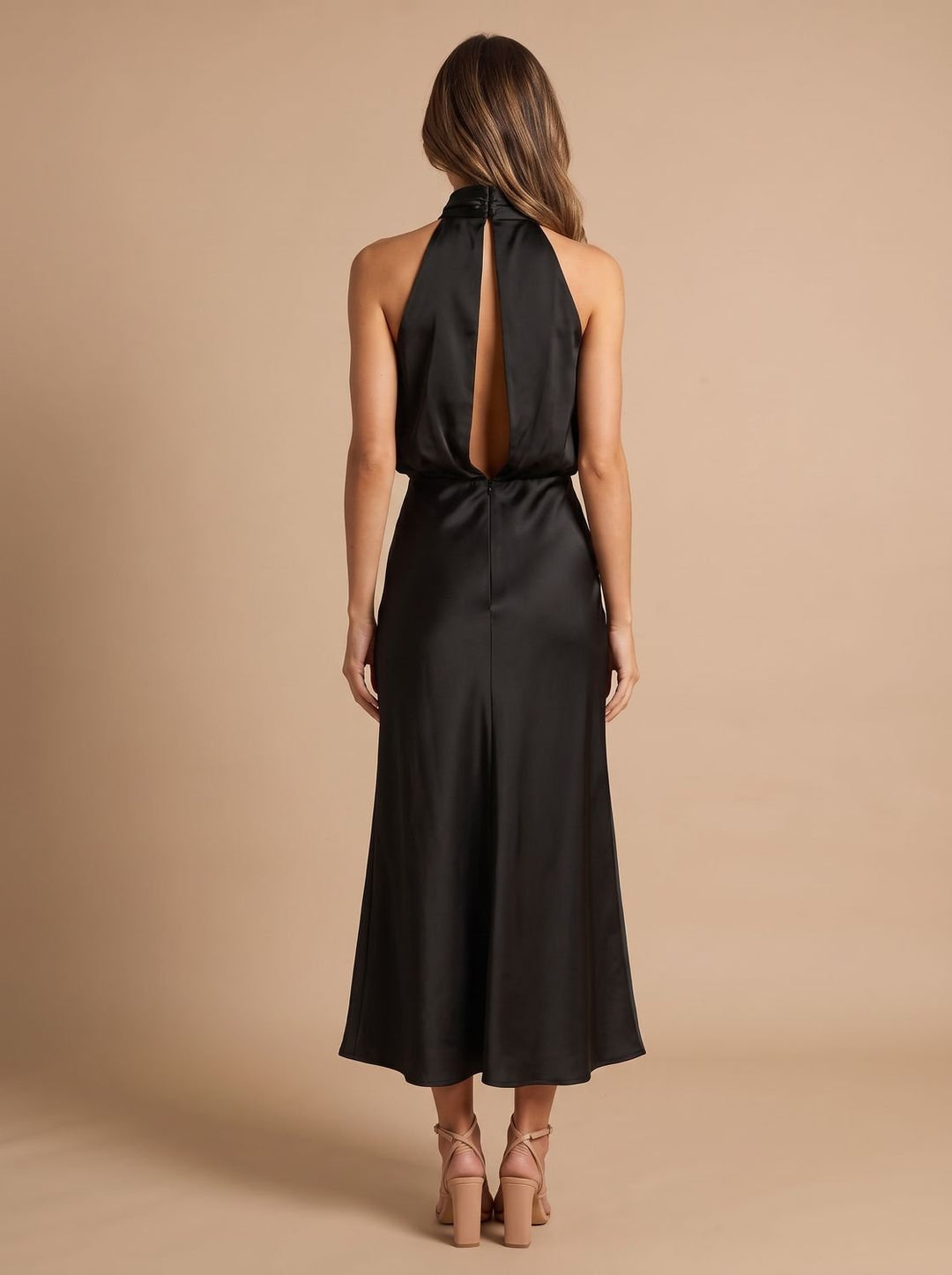Women's Draped Midi Cocktail Dress in Satin (21)