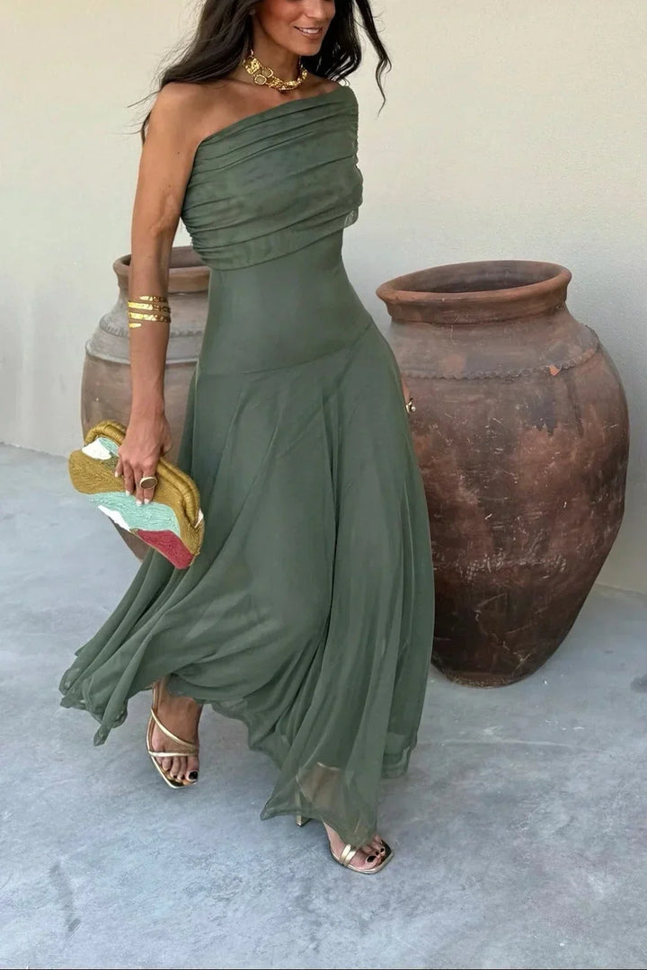 Women's Draped One-Shoulder Maxi Dress for Wedding Guests (11)