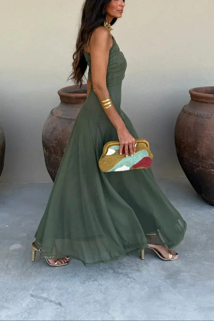 Women's Draped One-Shoulder Maxi Dress for Wedding Guests (12)