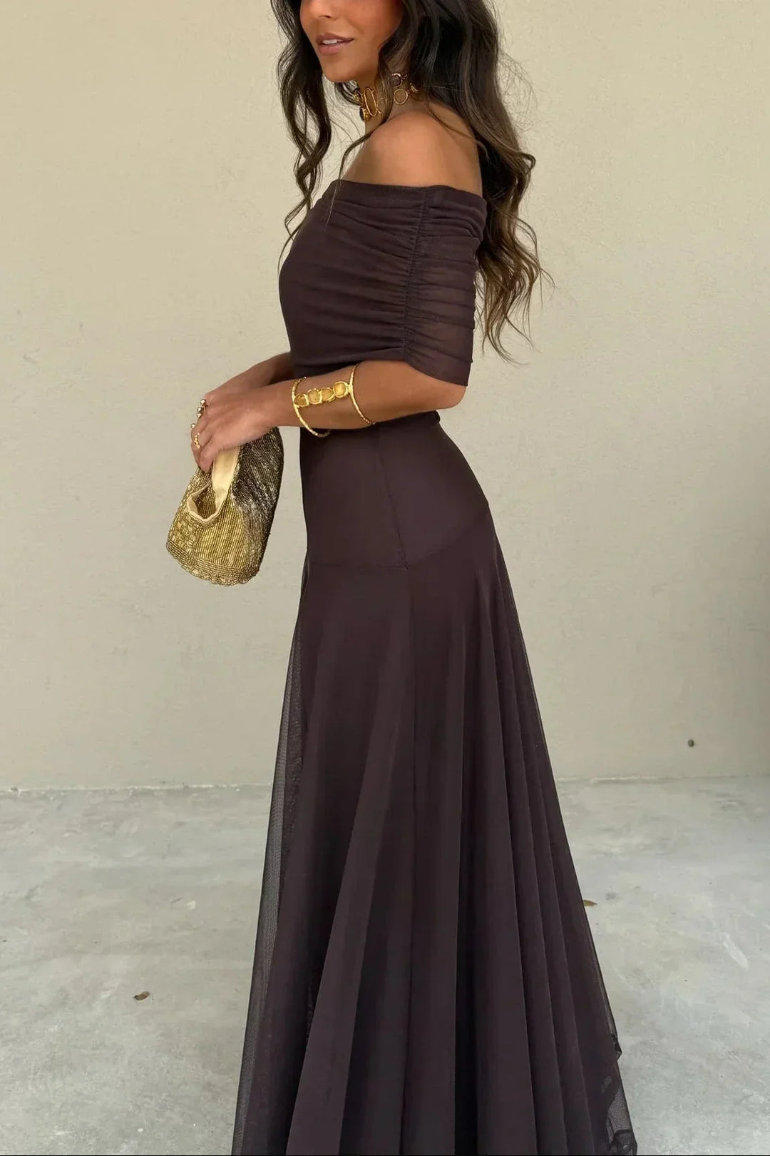 Women's Draped One-Shoulder Maxi Dress for Wedding Guests (2)
