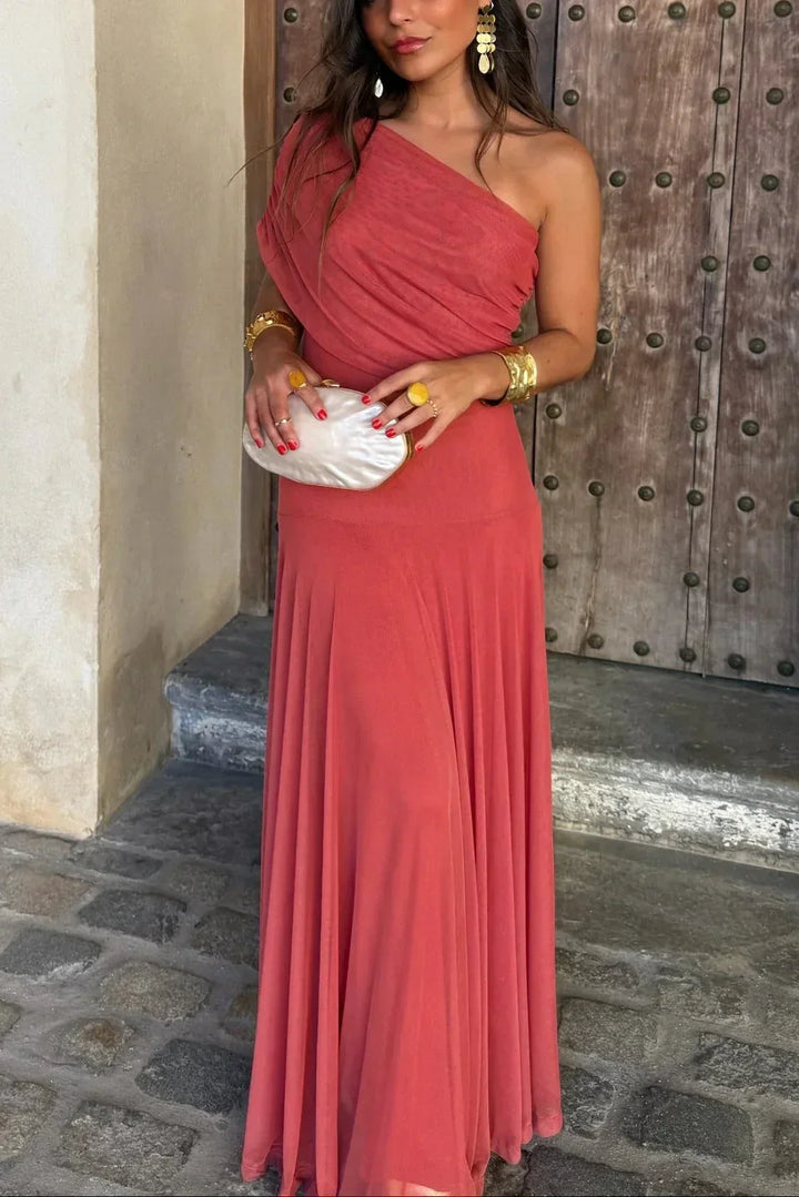 Women's Draped One-Shoulder Maxi Dress for Wedding Guests (6)
