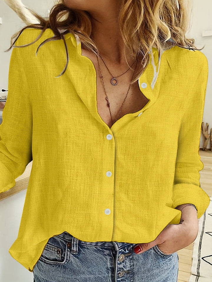Women's Effortless Linen Shirt for Spring in Yellow