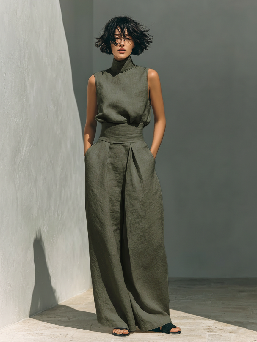 Women's Effortless Summer Set in Militärgrün
