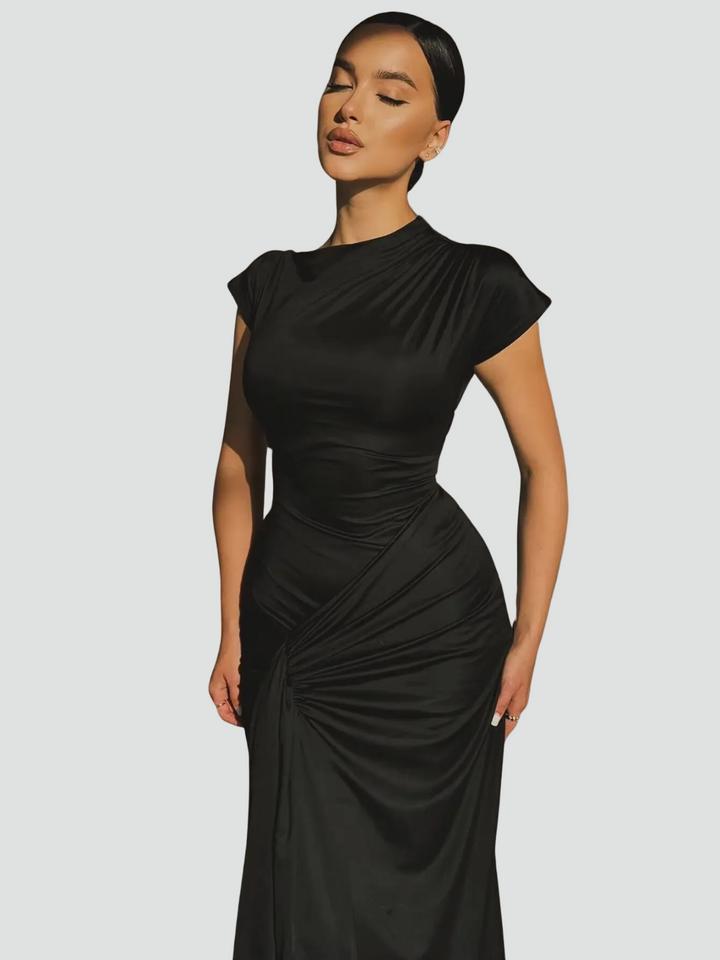 Women's Elegant Cocktail Dress Maxi with Pleats (12)