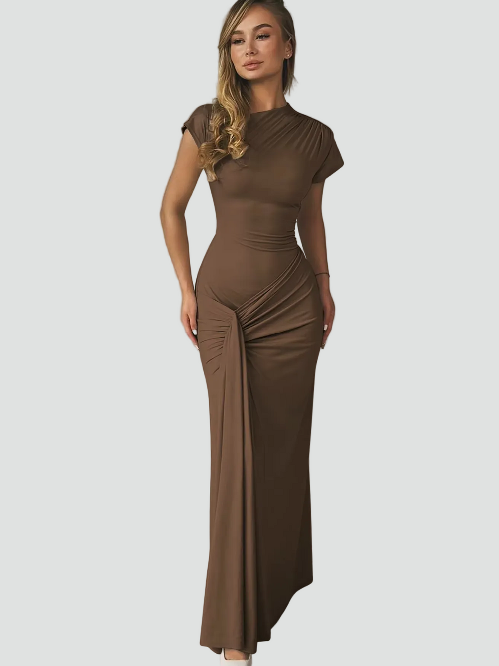 Women's Elegant Cocktail Dress Maxi with Pleats (2)