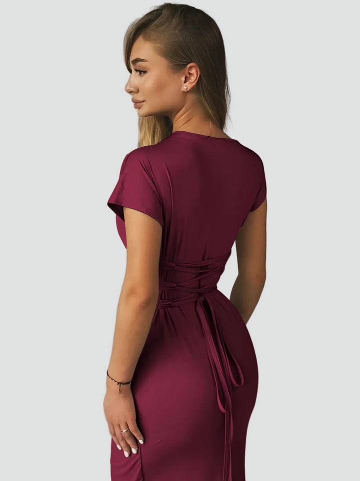 Women's Elegant Cocktail Dress Maxi with Pleats (4)