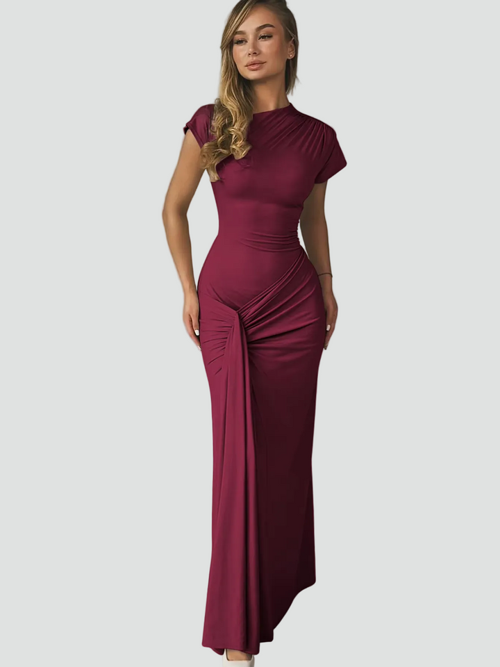 Women's Elegant Cocktail Dress Maxi with Pleats (5)