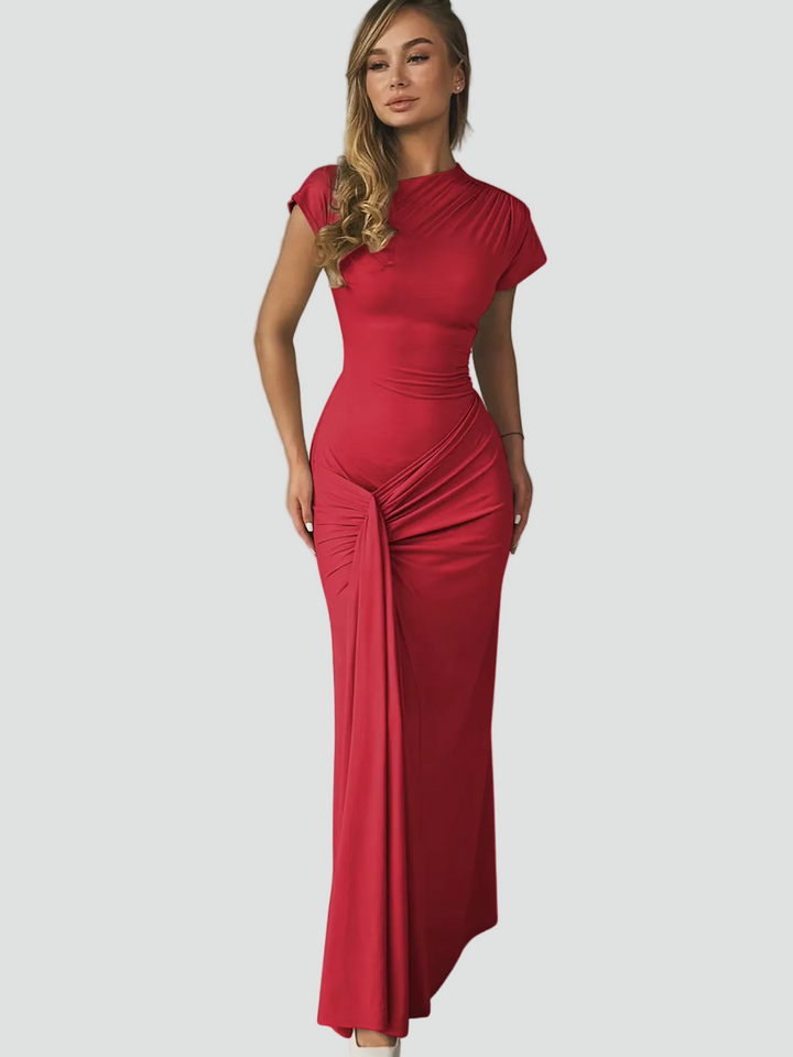 Women's Elegant Cocktail Dress Maxi with Pleats (8)