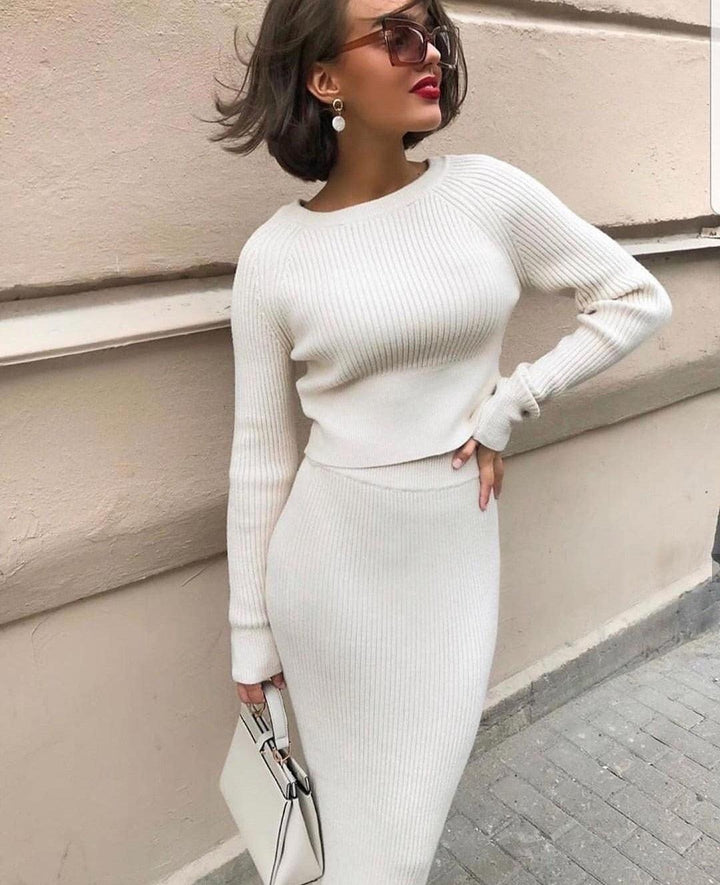 Women's Elegant Evening Dress Set in White