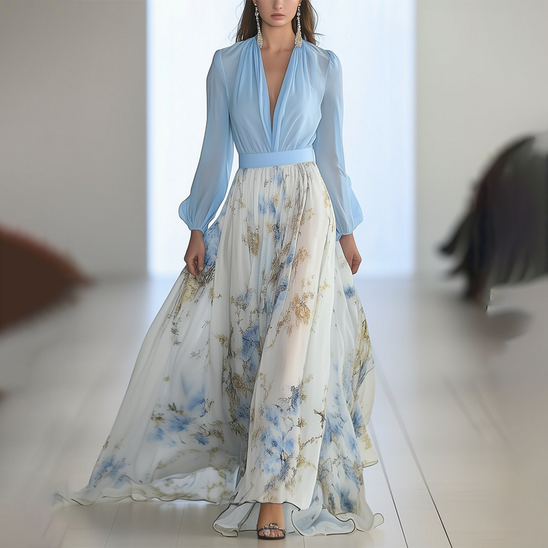 Women's Elegant Floral Evening Maxi Dress