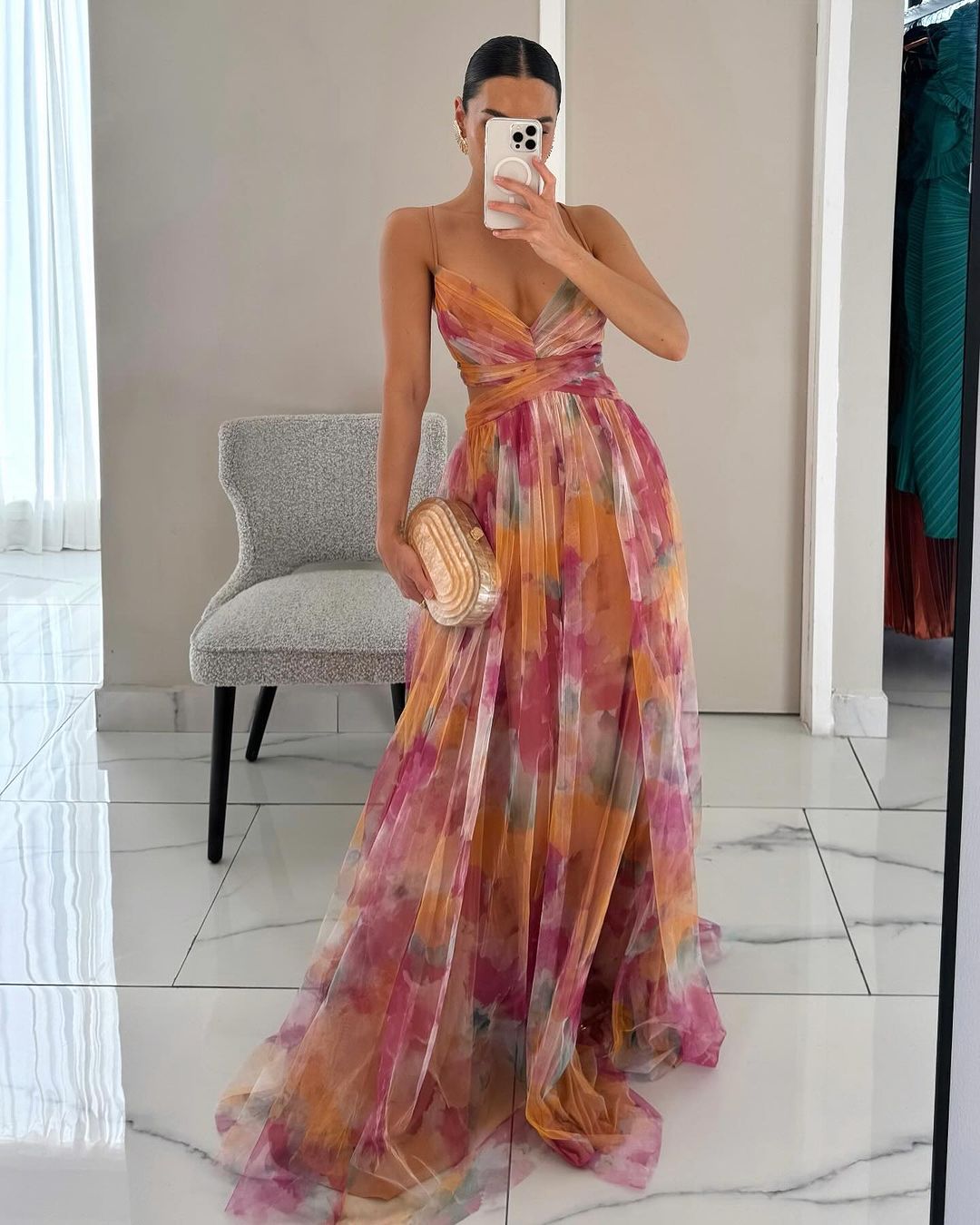 Women's Elegant Floral Maxi Wedding Guest Dress for Summer Events