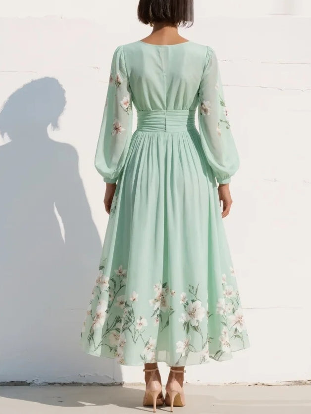 Women's Elegant Floral Midi Evening Dress (2)