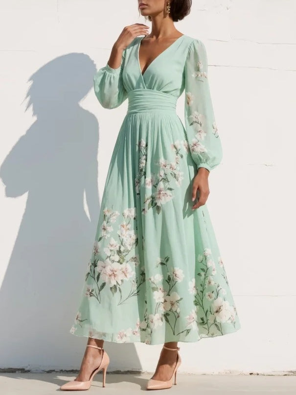 Women's Elegant Floral Midi Evening Dress (3)