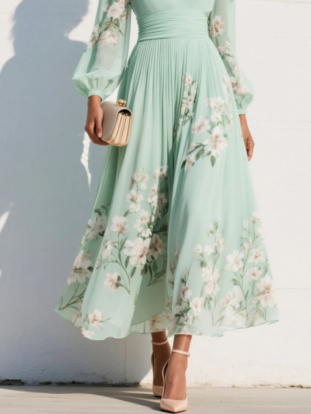 Women's Elegant Floral Midi Evening Dress (5)