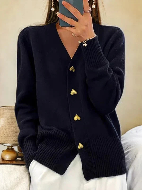 Women's Elegant Knit Cardigan for Layering in Black