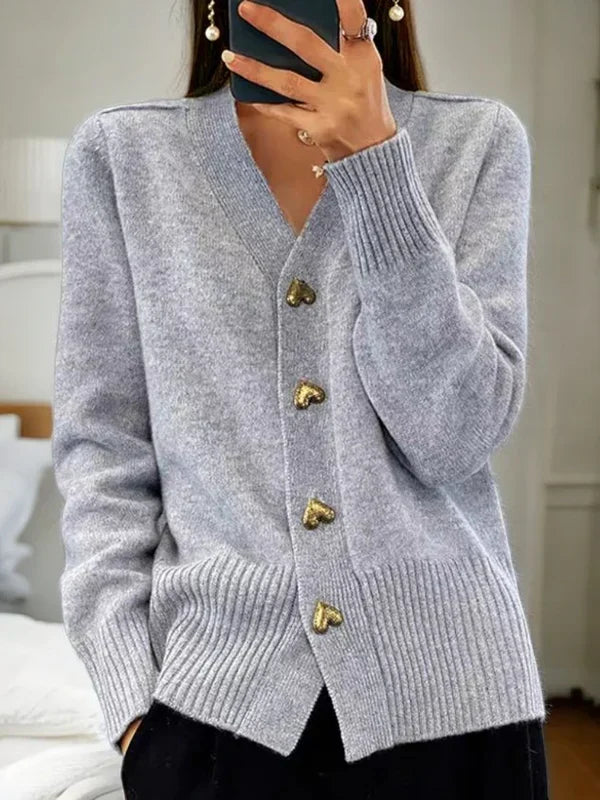 Women's Elegant Knit Cardigan for Layering in Grey