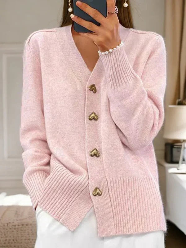 Women's Elegant Knit Cardigan for Layering in Pink