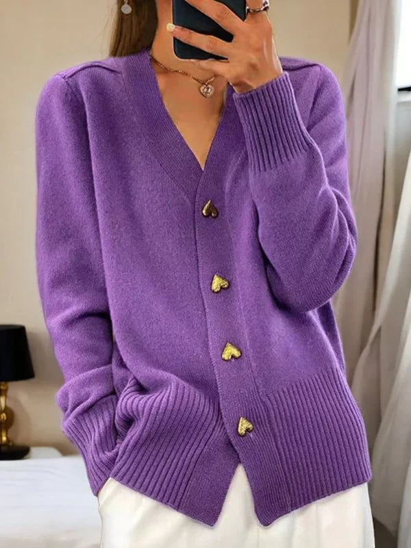 Women's Elegant Knit Cardigan for Layering in Purple