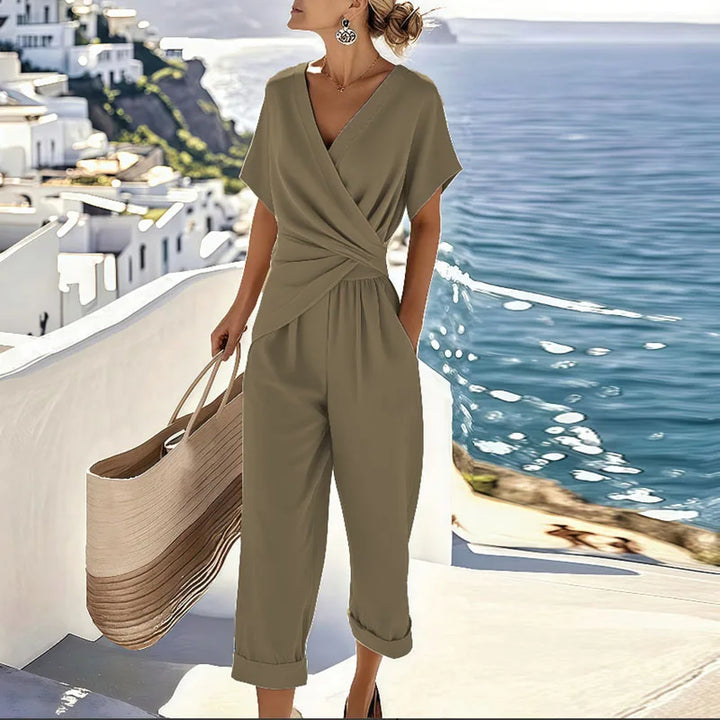 Women's Elegant Lightweight Summer Set in Khaki