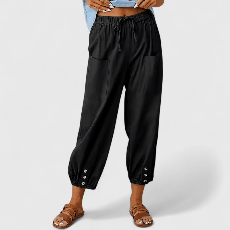 Women's Elegant Linen Pants in Black