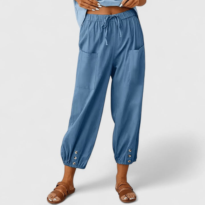 Women's Elegant Linen Pants in Denimblau