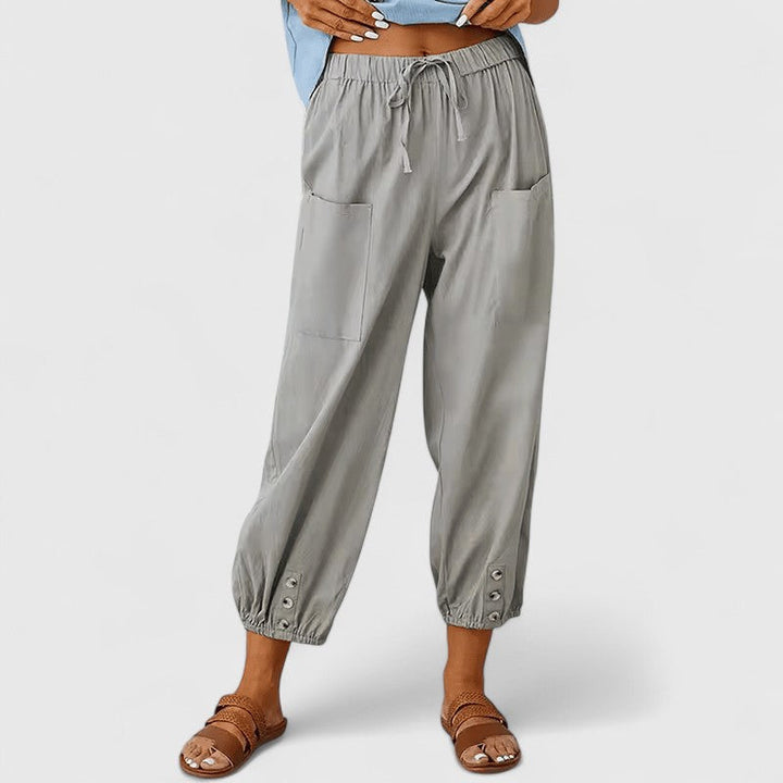 Women's Elegant Linen Pants in Light Grey