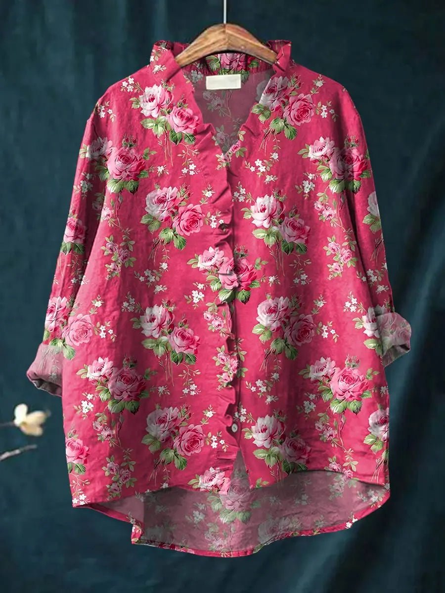 Women's Elegant Longsleeve Linen Blouse