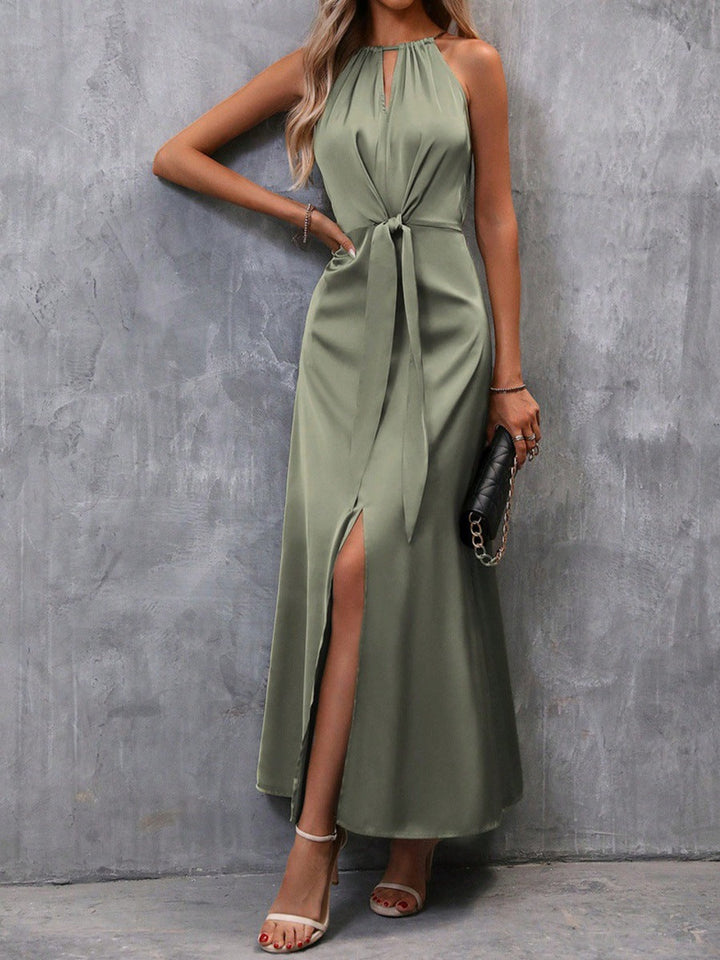 Women's Elegant Maxi Dress for Wedding Guest in Zielony