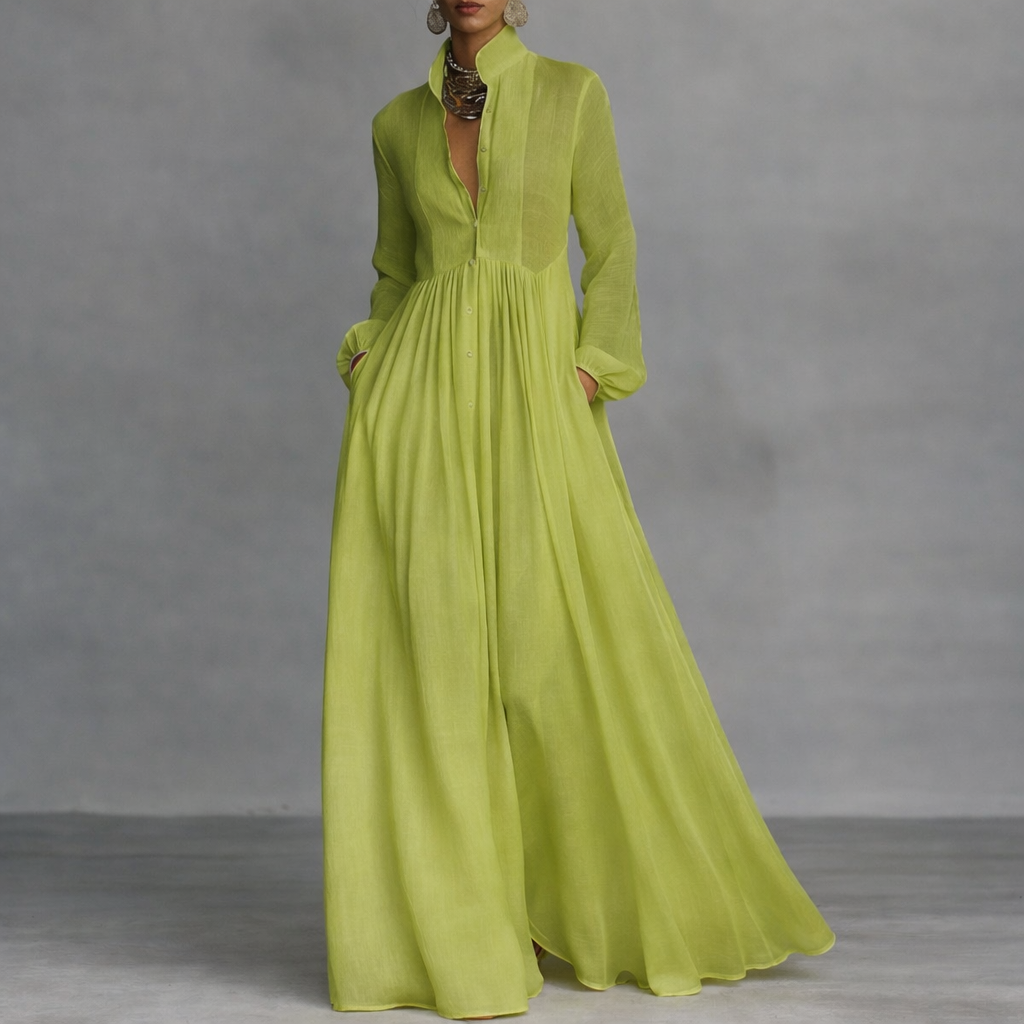 Women's Elegant Maxi Evening Dress in Green