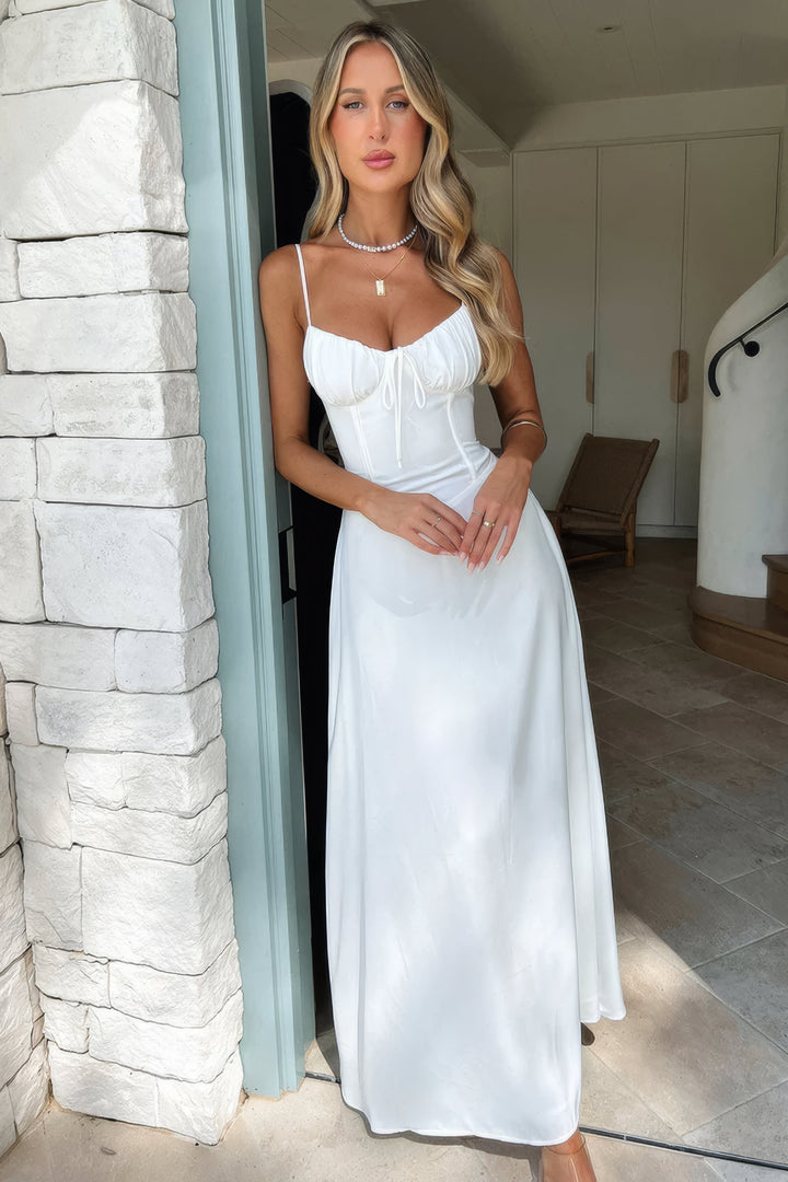 Women's Elegant Maxi Summer Dress in Biały 2