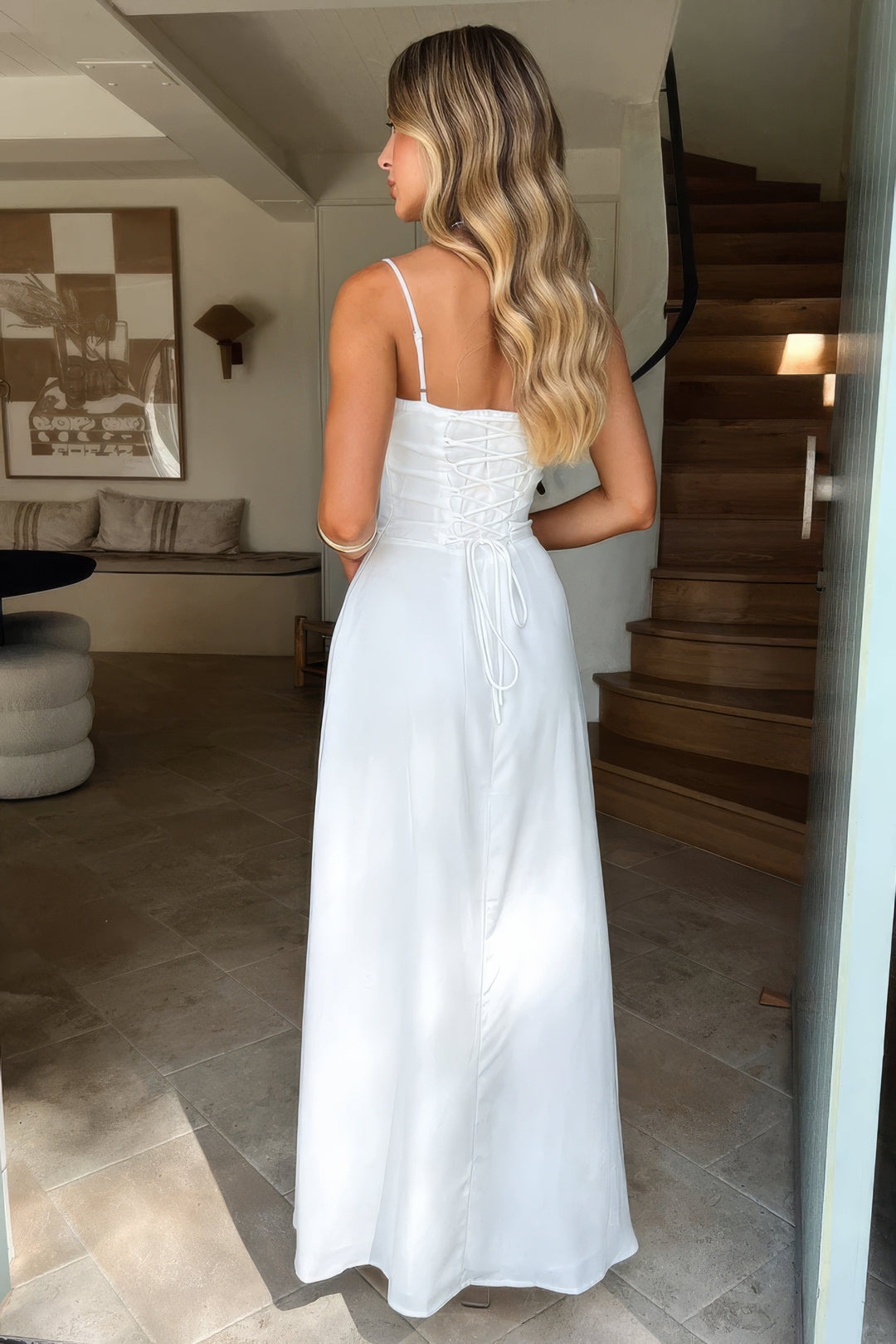 Women's Elegant Maxi Summer Dress in Biały 5
