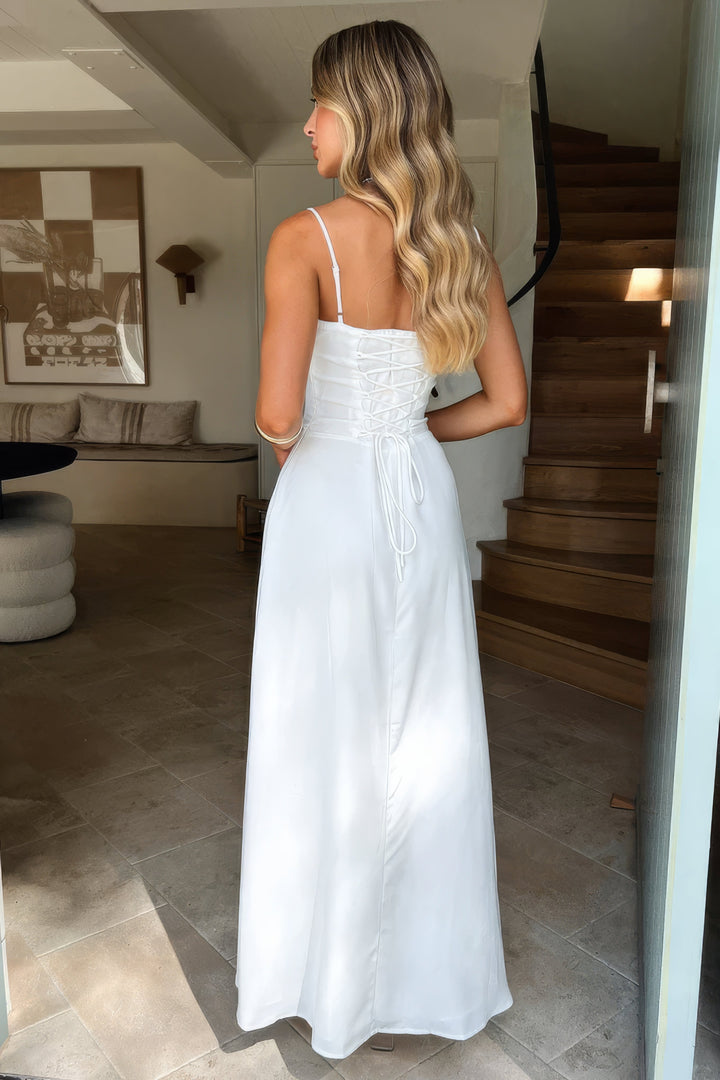 Women's Elegant Maxi Summer Dress in Biały 5