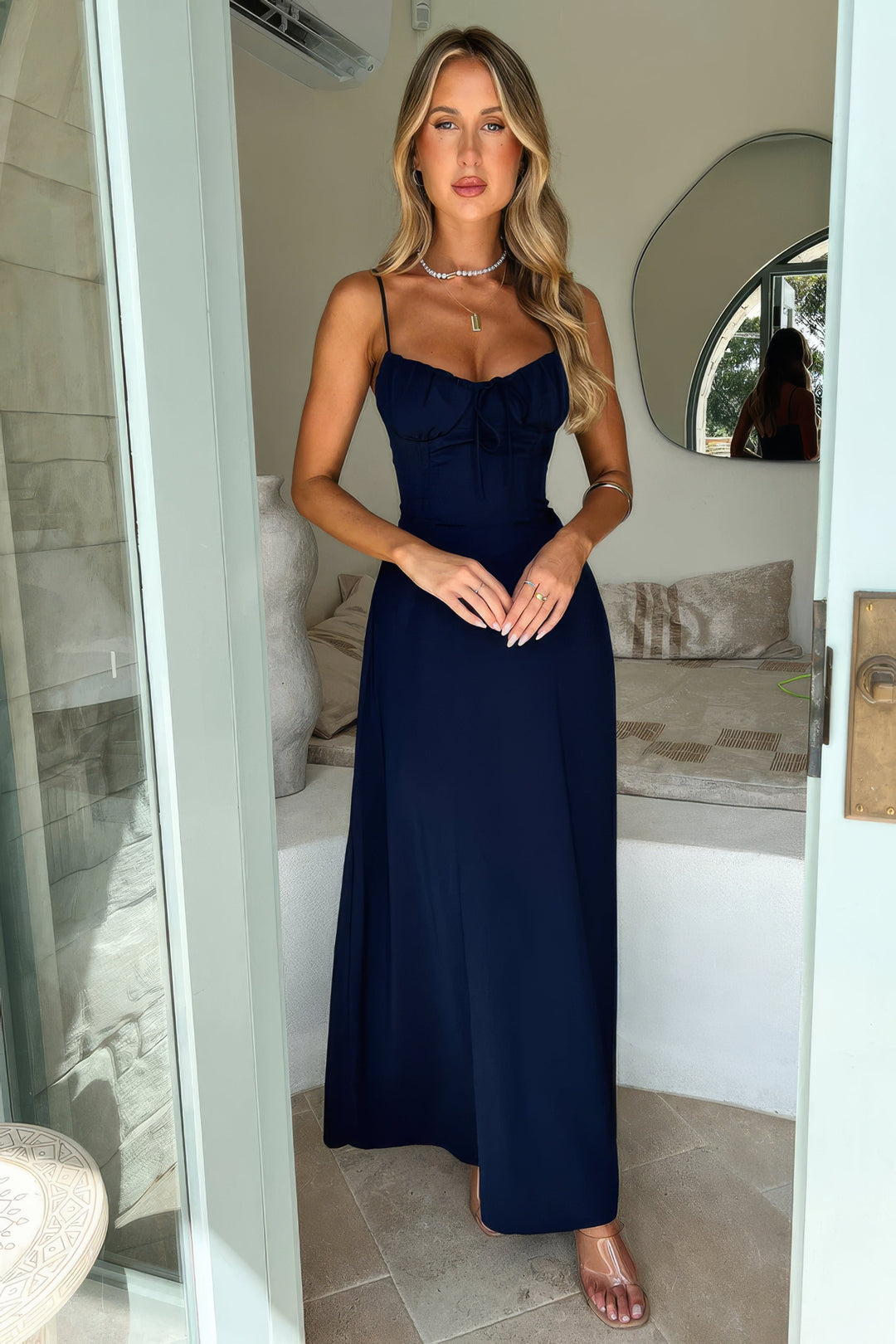 Women's Elegant Maxi Summer Dress in Niebieski 1