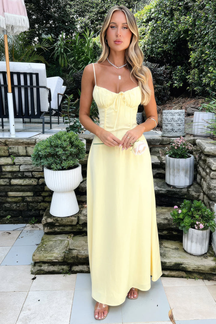 Women's Elegant Maxi Summer Dress in Żółty 1