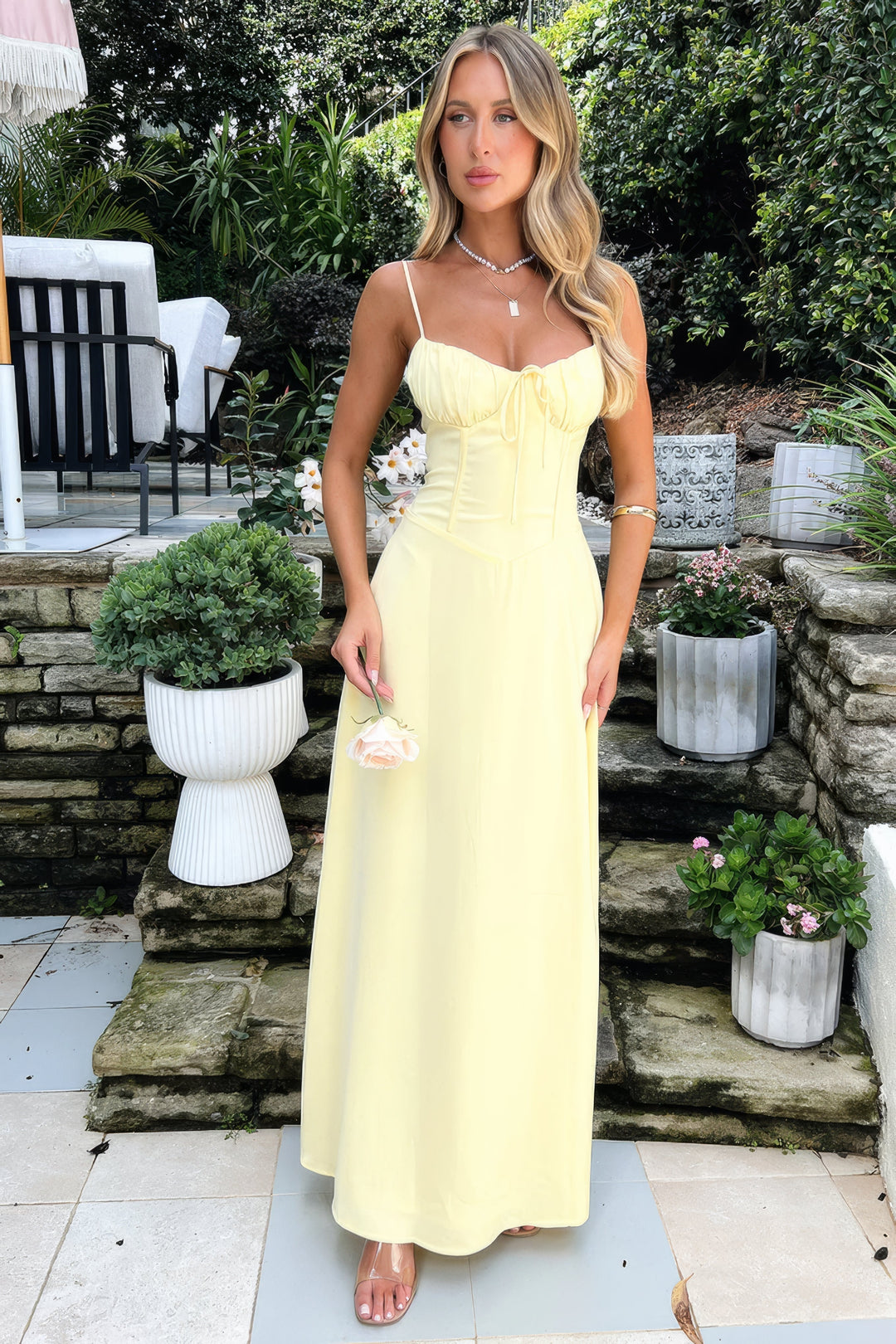 Women's Elegant Maxi Summer Dress in Żółty 3