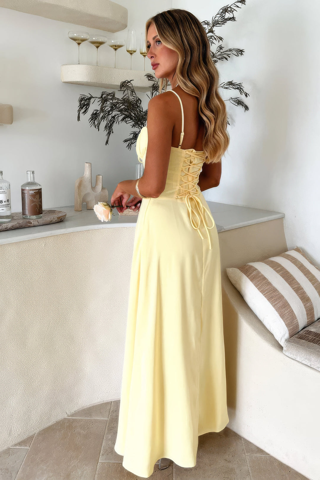 Women's Elegant Maxi Summer Dress in Żółty 5