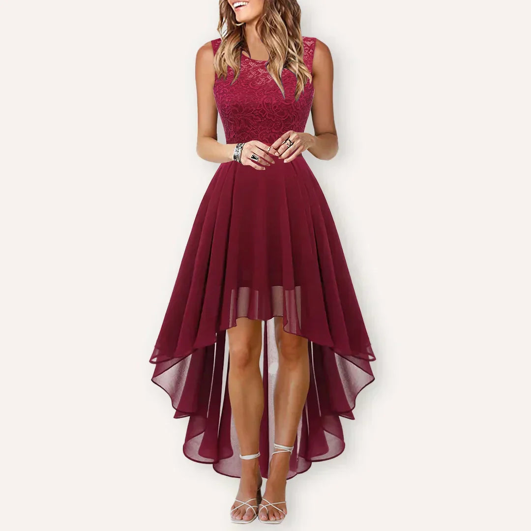 Women's Elegant Midi Dress for Wedding Guests in Wine 3