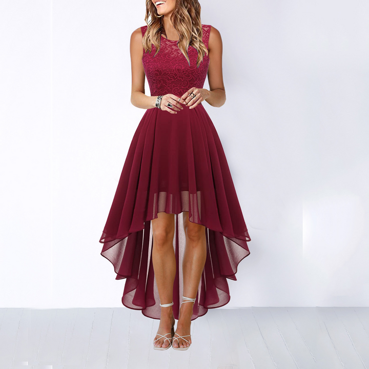 Women's Elegant Midi Dress for Wedding Guests in Wine 4