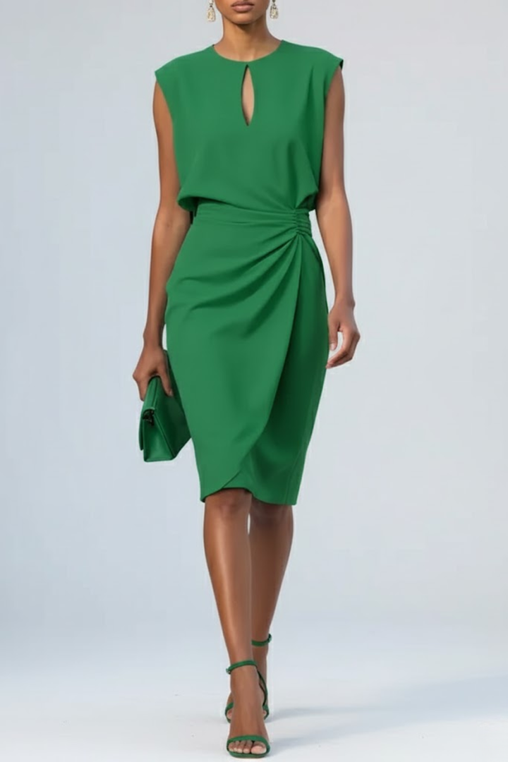 Women's Elegant Midi Summer Dress in Green