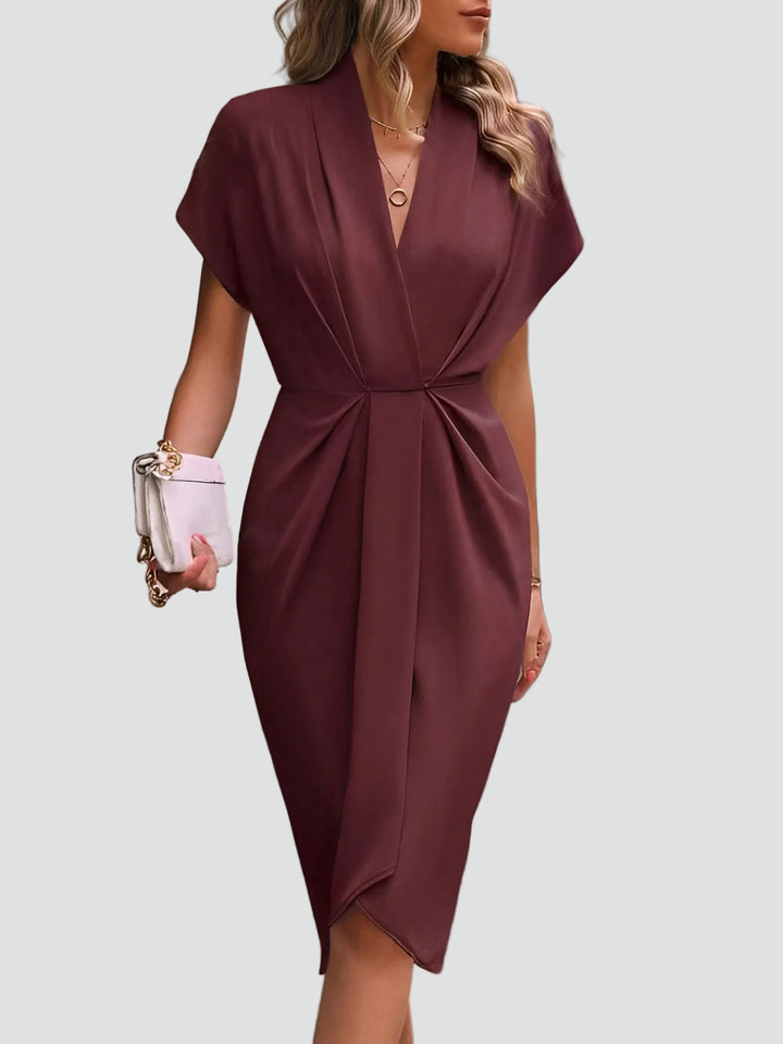 Women's Elegant Midi Wrap Cocktail Dress (6)