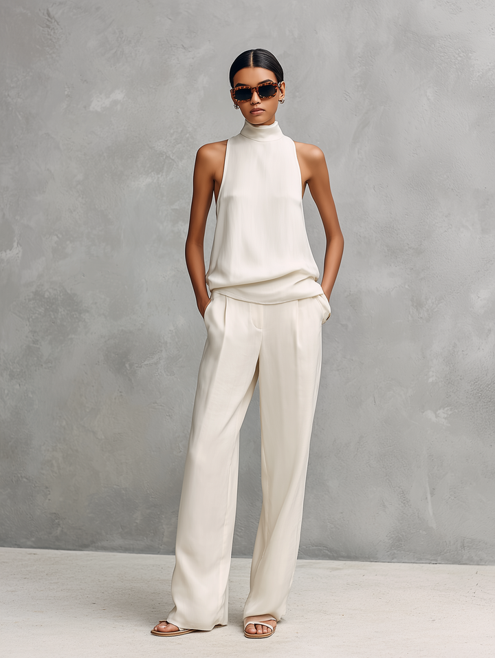 Women's Elegant Minimalist Summer Set in White