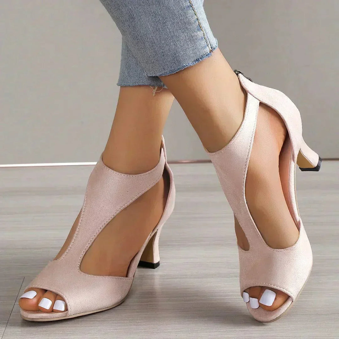 Women's Elegant Orthopedic Heels for Work in Beige