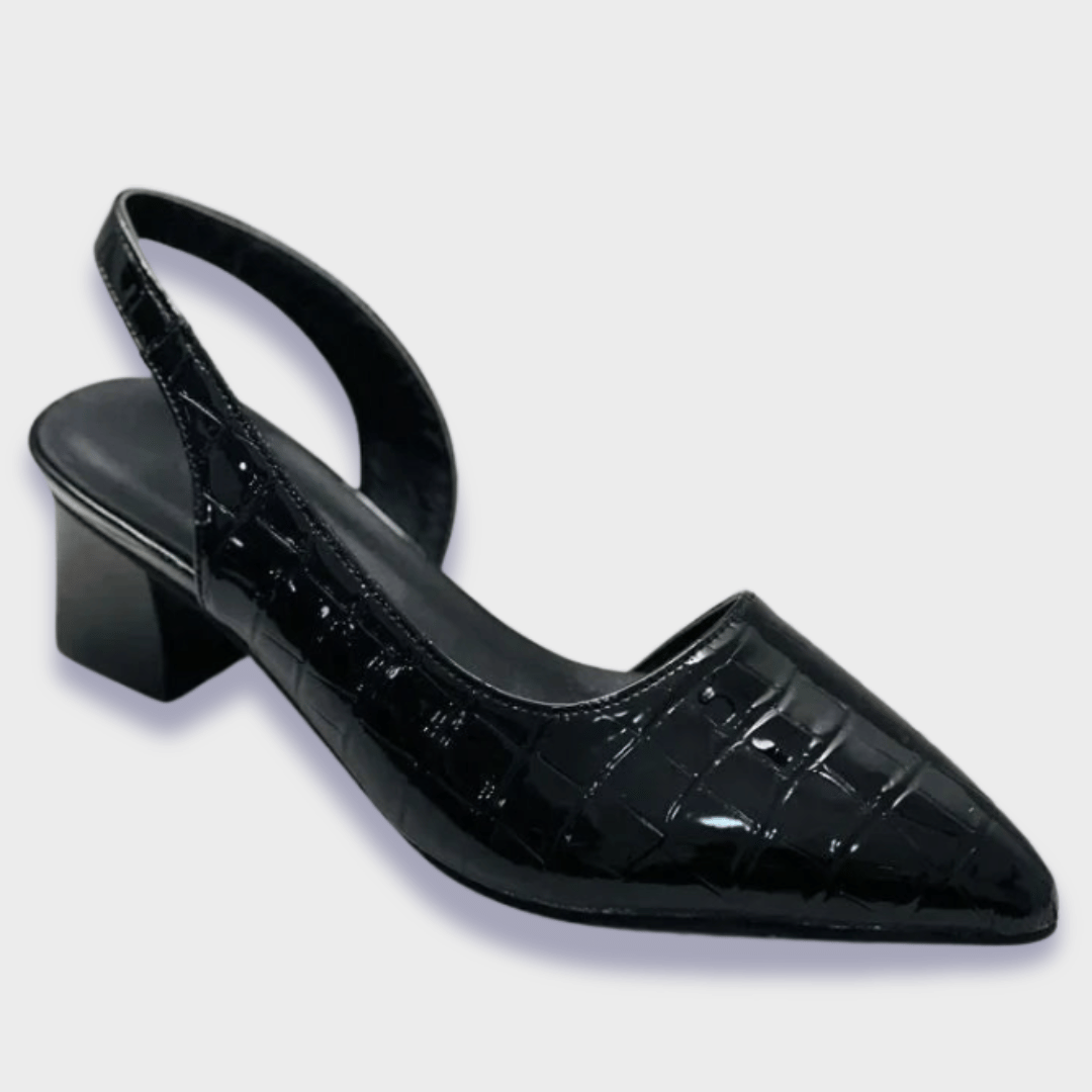 Women's Elegant Orthopedic Heels in Croco in Black